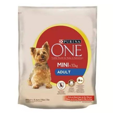  Purina ONE Mini ADULT Marhában gazdag száraz kutyaeledel 800g