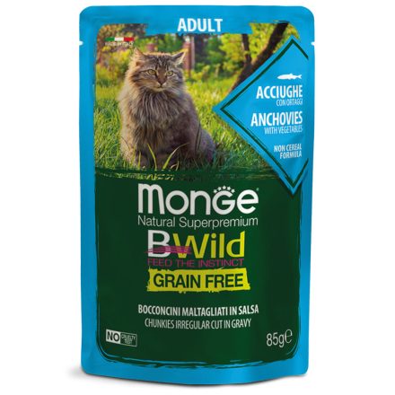 Monge Cat Bwild Gabonamentes 85g Alutasak Szardella + Zöldség