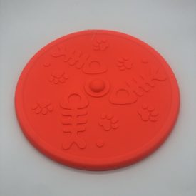 Frizbi 20cm - narancssárga, 3D tappancs és hal mintával