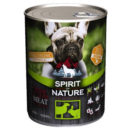 Spirit of Nature Hipoallergén KUTYA konzerv 415g Bárány és Mezei nyúl