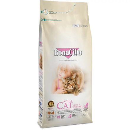 Bonacibo Cat 2kg Light és Sterilized Csirke, Szardella, Rák + Rizs száraztáp