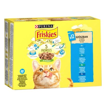 Friskies 12x85g Kék Lazac + Tonhal + Szardínia + Tőkehal Alutasakos macskaeledel 015