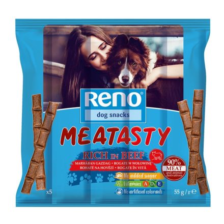 RENO MEATASTY marhás kolbászkák kutyák számára 55g  (5 db/csomag)