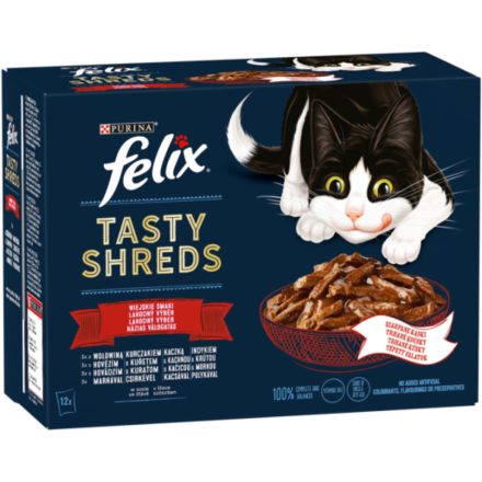 Félix 12x80g Tasty Shreds Házias Válogatás Szószban