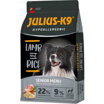 JULIUS-K9 HighPremium 12kg Senior/Light Hypoallergenic Bárány és Rizs