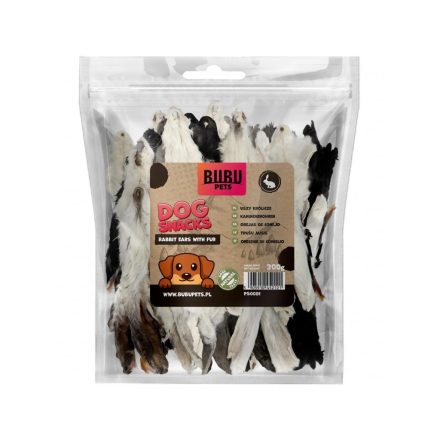 BUBU Pets Szárított nyúlfül 300g SZŐRÖS