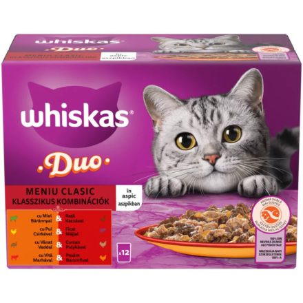 Whiskas DUO KLASSZIKUS Aszpikos Alutasakos macskaeledel 12x85g