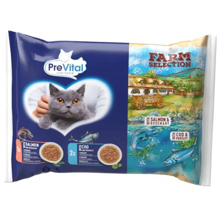 Prevital Lazac + Tőkehal szószban Alutasakos macskaeledel 4x85g