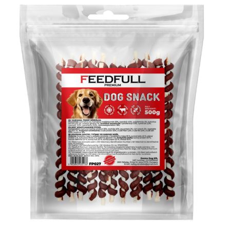 Feedfull Prémium Marhahússal
 tekert bőrpálca kutya jutalomfalat 500g (FP027)