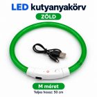 LED fényvezető szálas világító kutyanyakörv, méretre vágható –  M, Zöld, (50cm)
