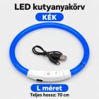 LED fényvezető szálas világító kutyanyakörv, méretre vágható – L, Kék  (70 cm)