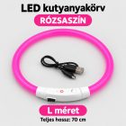 LED fényvezető szálas világító kutyanyakörv, méretre vágható –  L, Rózsaszín, (70cm)