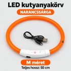 LED fényvezető szálas világító kutyanyakörv, méretre vágható –  M, Narancs, (50cm)