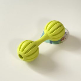 Gumibot dupla gömb véggel, csörgős, 15cm - ZÖLD