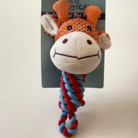   Kemény rágókötél plüss zsiráf 20cm - különböző színekben