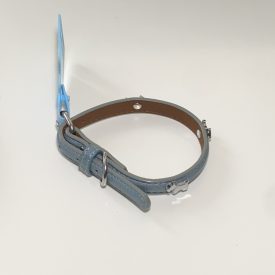   Műbőr nyakörv - kutyás szegecsekkel - 1,5cm x 27-38cm - szürke