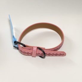   Műbőr nyakörv - nyomott mintákkal - 2,5cm x 46-56cm - rózsaszín