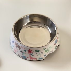   Masszív falú, fém betétes, műanyag tál - 26cm/1200ml - színes állatmintákkal